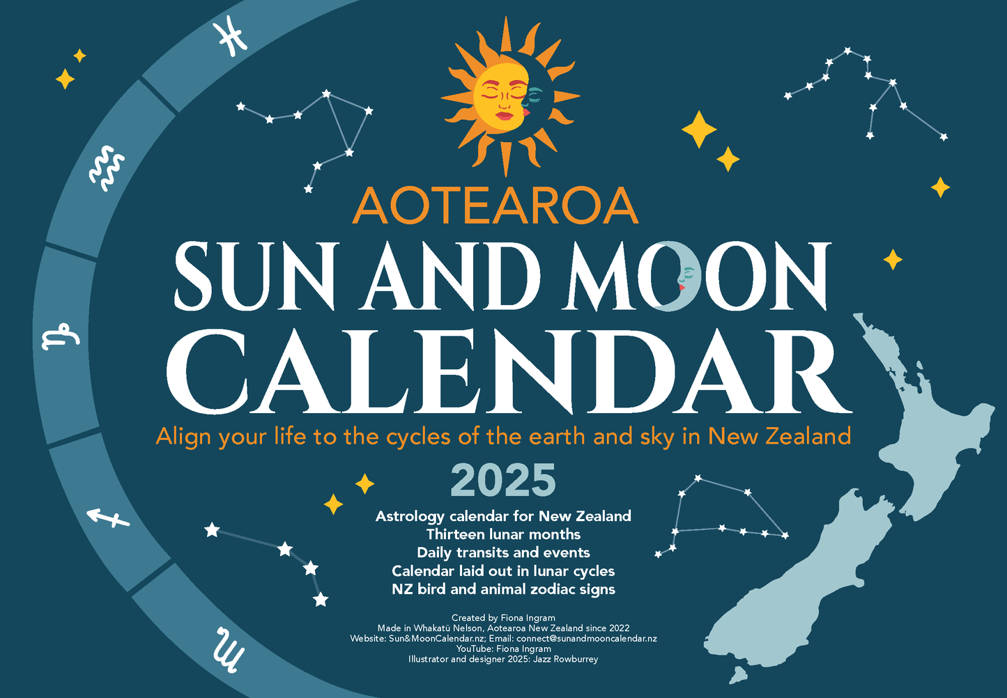 Aotearoa NZ Sun & Moon Calendar 2025